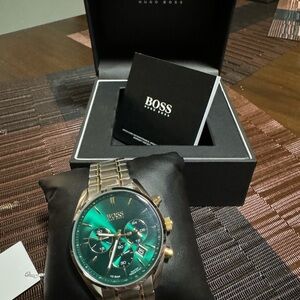 Hugo boss mens watch two tone stainless and gold band